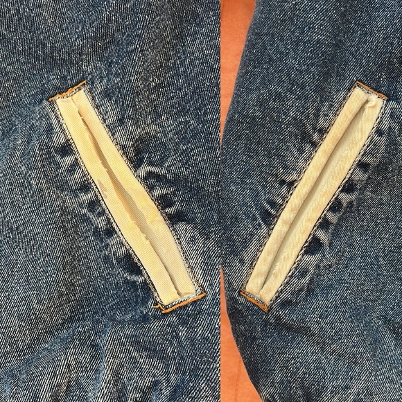 Vintage Denim Trucker Varsity Bomber Jacket Puff Quilted lining Mens Large - Picture 11 of 16